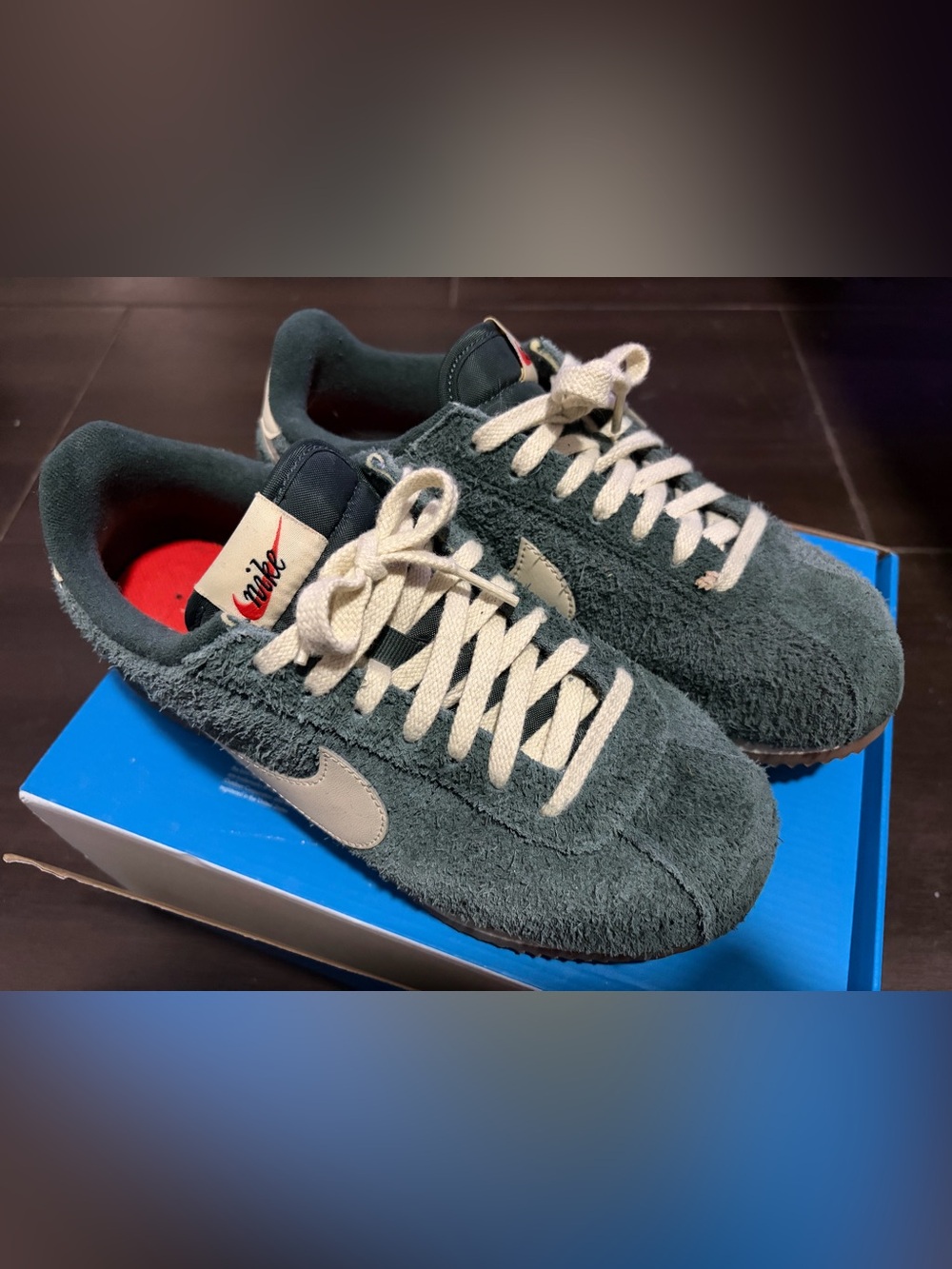 Nike Women’s Cortez Vintage Green Suede Sneakers